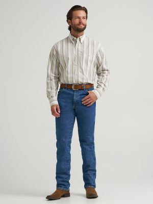 Wrangler&reg; George Strait&trade; Long Sleeve Button Down One Pocket Shirt in Apple Green Stripe