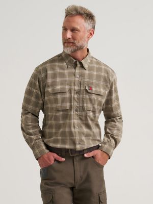Wrangler&reg; RIGGS Workwear&reg; Technical All Season Shirt in Dark Khaki Plaid