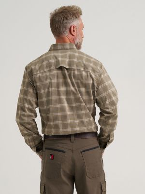 Wrangler&reg; RIGGS Workwear&reg; Technical All Season Shirt in Dark Khaki Plaid