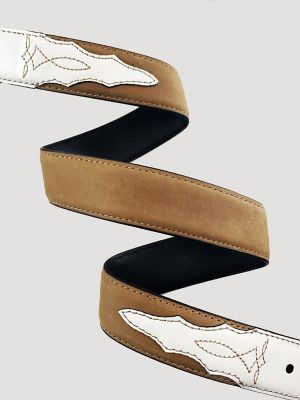 Girl's Cowgirl Boot Buckle Belt in Brown/White