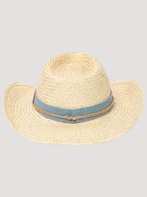 Mens Denim Straw Cowboy Hat:Natural:OneSize alternative view