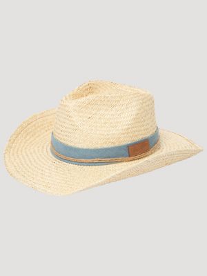 Men's Denim Straw Cowboy Hat in Natural