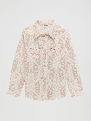 Girl's Bold Print Western Snap Shirt