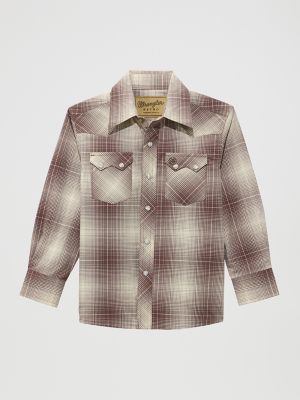 Boy's Wrangler Retro® Western Snap Plaid Shirt with Front Sawtooth Pockets