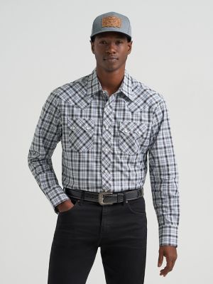 Men's Wrangler Retro® Long Sleeve Sawtooth Snap Pocket Western Shirt