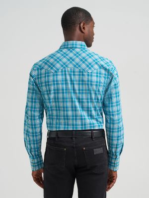 Wrangler Men's Wrnkle Resst Two Pocket Long Sleeve Snap Shrt | Mens