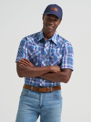 Men's Wrangler Retro® Short Sleeve Sawtooth Pocket Western Snap Shirt
