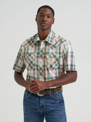 Men's Wrangler Retro® Short Sleeve Sawtooth Pocket Western Snap Shirt
