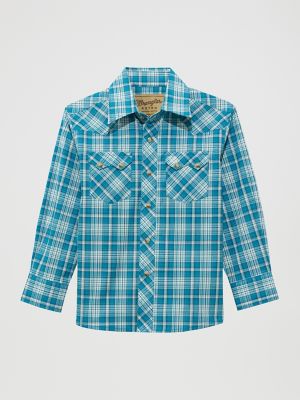 Boy's Wrangler Retro® Western Snap Plaid Shirt with Front Sawtooth Pockets