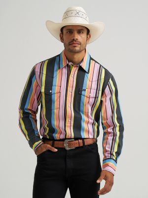 Vintage-Inspired Brushpopper Western Snap Workshirt in Candy Stripe alternative view
