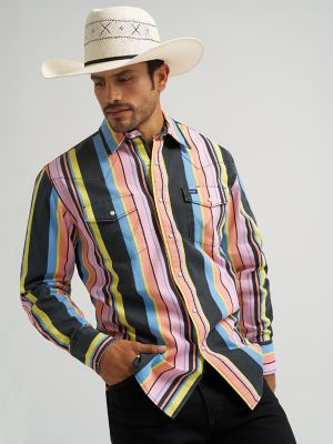 Vintage-Inspired Brushpopper Western Snap Workshirt in Candy Stripe alternative view 3