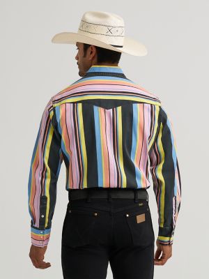 Vintage-Inspired Brushpopper Western Snap Workshirt in Candy Stripe alternative view 4