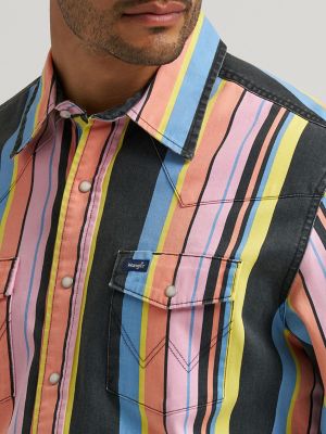 Vintage-Inspired Brushpopper Western Snap Workshirt in Candy Stripe alternative view 5