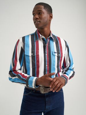 Vintage-Inspired Brushpopper Western Snap Workshirt in Blue Raspberry