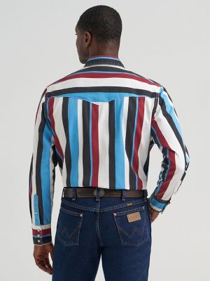 Vintage-Inspired Brushpopper Western Snap Workshirt in Blue Raspberry