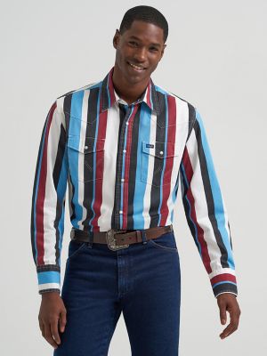 Vintage-Inspired Brushpopper Western Snap Workshirt in Blue Raspberry