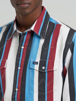 Vintage-Inspired Brushpopper Western Snap Workshirt in Blue Raspberry