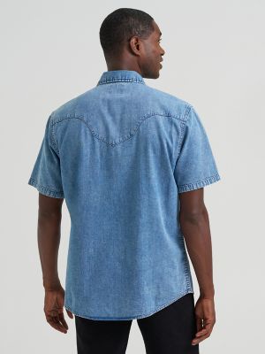 Vintage-Inspired Sculpted Yoke Denim Snap Shirt