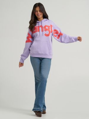 Women&rsquo;s Wrangler Wide Open Spaces Logo Hoodie in Pastel Purple