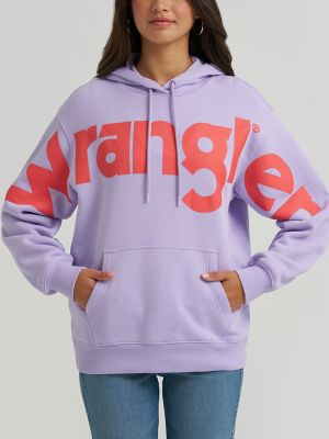 Women&rsquo;s Wrangler Wide Open Spaces Logo Hoodie in Pastel Purple