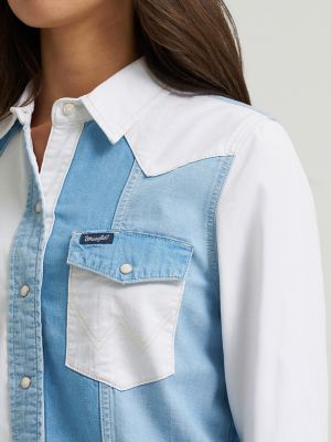 Women's Wrangler Pieced Denim Vintage Fit Snap Shirt