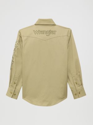 Boy's Wrangler&reg; Logo Long Sleeve Western Snap Shirt