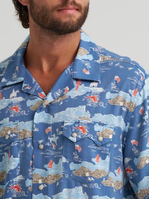 Wrangler&reg; Coconut Cowboy Camp Shirt in Blue Americana