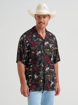 Wrangler® Coconut Cowboy Camp Shirt in Black Stallion