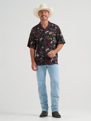 Wrangler® Coconut Cowboy Camp Shirt in Black Stallion
