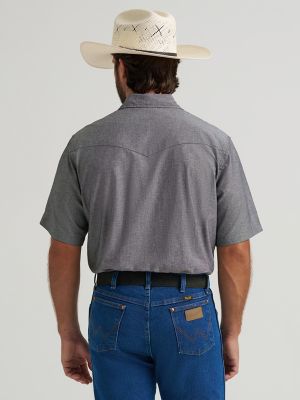 Wrangler Western Snap Shirt met korte mouw voor heren, Blauw