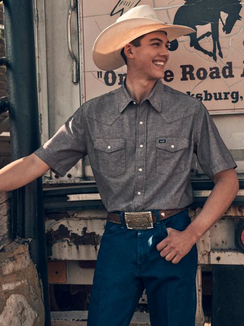 Мужские рубашки Wrangler Cowboy Cut® Short Sleeve Classic Western Work Shirt