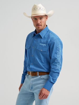Men's Wrangler® Logo Long Sleeve Western Snap Shirt