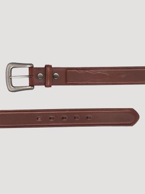 Men's Stitched Billet Belt in Brown