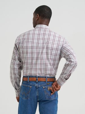 Men's Wrinkle Resist Long Sleeve Western Snap Plaid Shirt