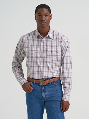Men's Wrinkle Resist Long Sleeve Western Snap Plaid Shirt
