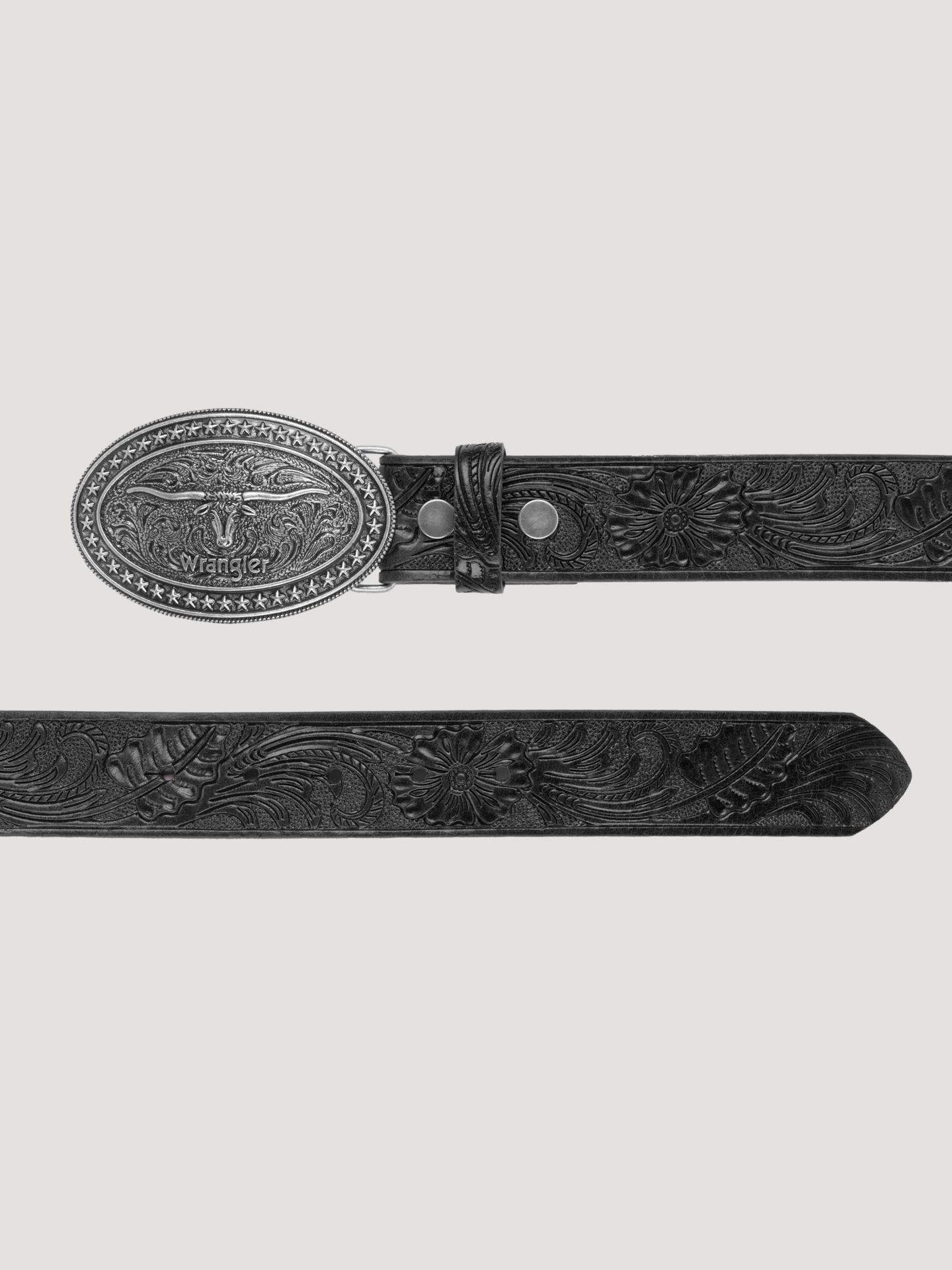 Мужской ремень Wrangler Trophy Buckle Embossed, цвет: Чёрный — фото 2