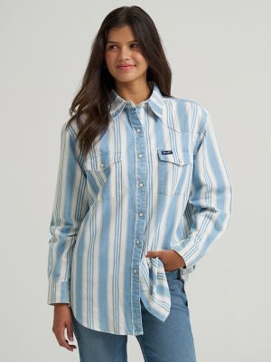 Women's Wrangler Brushpopper Boyfriend Western Snap Shirt
