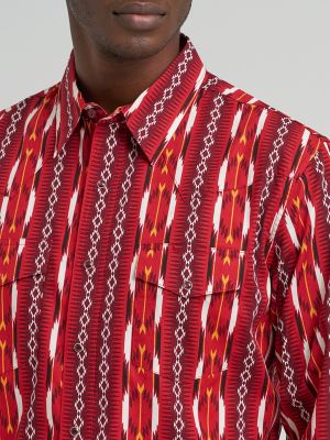 Men's Checotah&reg; Long Sleeve Western Snap Printed Shirt in Fire Red Arrow