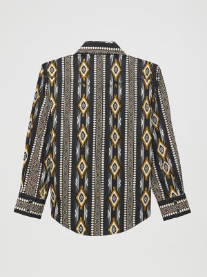 Boy's Checotah Long Sleeve Western Snap Shirt in Crow Black alternative view