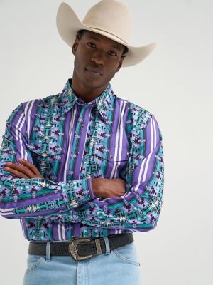 Men's Checotah&reg; Long Sleeve Western Snap Printed Shirt in Violet Serape