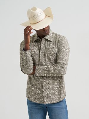 Men's Wrangler Retro® Premium Long Sleeve Western Snap Printed Shirt