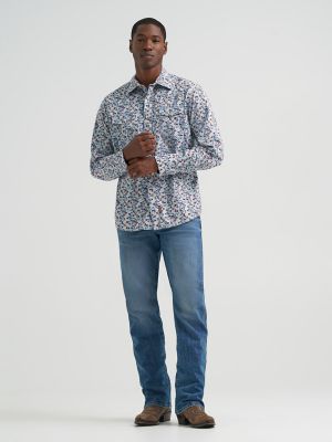 Mens Retro Premium Long Sleeve Western Snap Print:Floral Fig:M alternative view