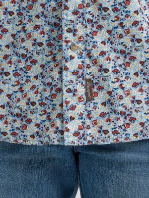 Mens Retro Premium Long Sleeve Western Snap Print:Floral Fig:M alternative view 4