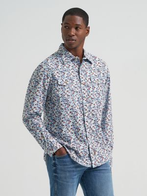 Men's Wrangler Retro® Premium Long Sleeve Western Snap Printed Shirt