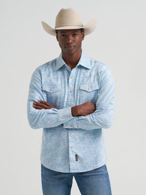Men's Wrangler Retro® Premium Long Sleeve Western Snap Printed Shirt