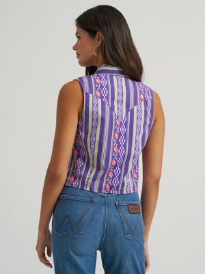 Women's Wrangler Sleeveless Checotah Western Snap Shirt