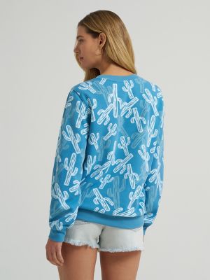 Women's Wrangler Wild West Crew Sweatshirt in Blue alternative view 2
