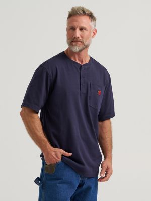 Wrangler RIGGS Workwear® Short Sleeve Relaxed Henley in Navy