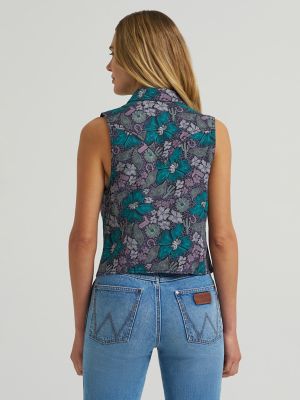 Women's Wrangler Breezy Sleeveless Crop Western Snap Shirt