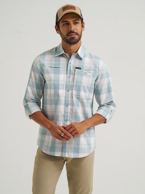 Wrangler All Terrain Gear Men's Plaid Hike to Fish Shirt in Abyss Check